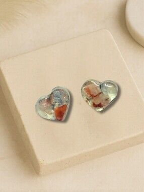 Botswana Jade Heart Shaped Stud Earrings Hypoallergenic